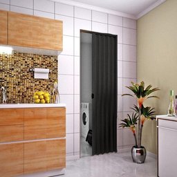 Porta Sanfonada de PVC Preto Relevo Plasbil 210x80cm - 2