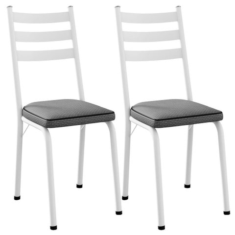 Kit 2 Cadeiras Tubular Europa 118 Branco Assento Platina Artef