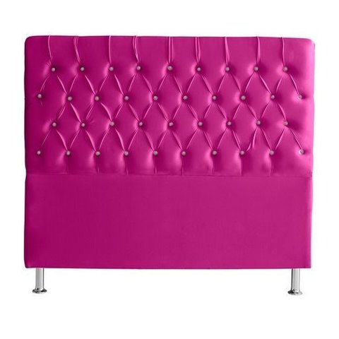 Cabeceira de Cama Box Bella Queen 160 Cm Suede Botão Cristal Rosa Pink Eli Móveis e Decoração