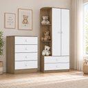 Ver imagem 1 de Jogo de Quarto Infantil Labirinto com Guarda Roupa e Cômoda Rústico/Branco - Móveis Henn