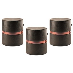 Kit 03 Puffs Bancos Decorativos Redondo Porto 49x43cm Corano Preto - Abmaza - 1