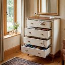 Ver imagem 4 de Cômoda Hanover 4 Gavetas Pés Luis Xv 116 X 90 X 50 Cm (a X L X P) - Cor Offwhite/imbuia Glazer