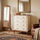 Ver imagem 5 de Cômoda Hanover 4 Gavetas Pés Luis Xv 116 X 90 X 50 Cm (a X L X P) - Cor Offwhite/imbuia Glazer