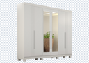 Ver imagem 2 de Guarda Roupa Madri 6 Portas 4 Gavetas com Pés e Espelho:Branco Acetinado