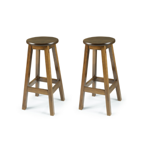 Kit 2 Banquetas em Madeira Maciça Castanho