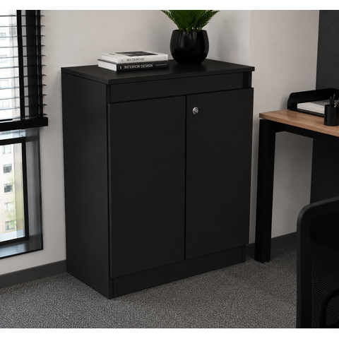 Armário Baixo Auxiliar Multiuso 2 Portas - Linha Studio: Preto