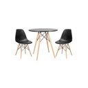 Ver imagem 1 de Conjunto Mesa Eiffel Redonda 70 Cm Mdf + 2 Cadeira Eames Eiffel Preto