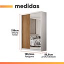 Ver imagem 4 de Guarda Roupas Solteiro com Espelho 2 Portas de Correr 4 Gavetas Riva Flex