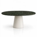 Ver imagem 1 de Mesa de Jantar Cone Oval 198x122 cm Tampo Mármore Verde Guatemala Base Laca Branca