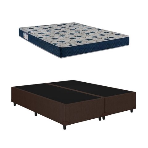 Cama Base Casal Bipartido Marrom Colchão Iso 60 D28 - Ortobom
