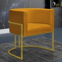 Ver imagem 2 de Kit 2 Poltronas Reforçadas Decorativa Sala Nayara Base Ferro Dourado Suede Mostarda