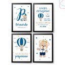 Ver imagem 2 de Kit com 4 Quadros Decorativos infantil Ursinho Príncipe:Branca