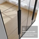 Ver imagem 6 de Guarda-Roupa Solteiro 4 Portas Batentes com Espelhos Branco/Preto/Preto Netuno Madesa
