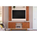 Ver imagem 1 de Home P/ Tv até 55 Pol Trend/flat Ripado C/ Portas e Nichos 150x168cm Freijó/off White - Dj Móveis