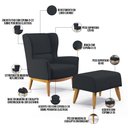 Ver imagem 4 de Kit Poltrona Decorativa Milena D02 com Puff Viseo Linho Chumbo C-465 - Lyam Decor