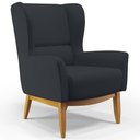 Ver imagem 3 de Kit Poltrona Decorativa Milena D02 com Puff Viseo Linho Chumbo C-465 - Lyam Decor