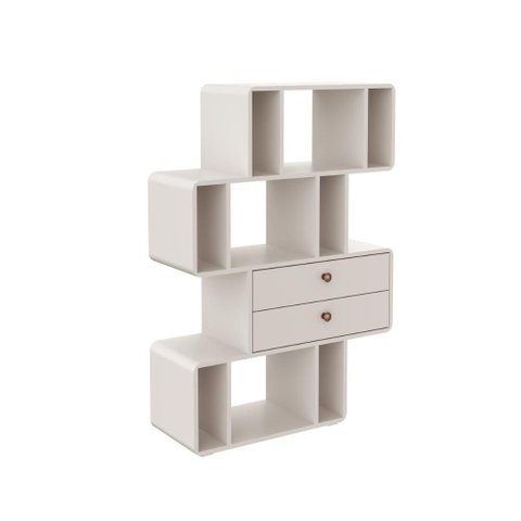 Estante Decorativa com Nichos e 2 Gavetas Curve Off White