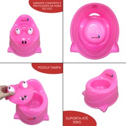 Troninho Penico Infantil com Tampa Sapinho Bichinho Menino Menina Importway Bw-183 - Rosa - 6