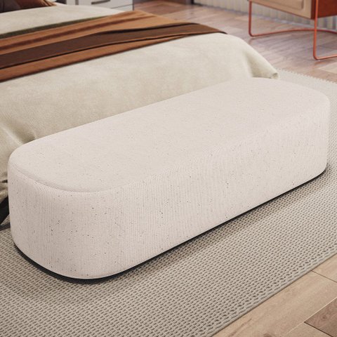 Puff Decorativo Orgânico para Living Quarto 140cm Doha W01 Linho Cru - Lyam Decor