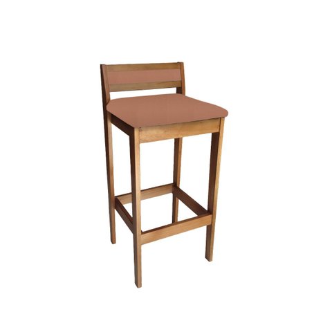 Banqueta Baixa 70cm para Bancada Assento Estofado em Sintetico Cecilia:mel com Sintetico Nude