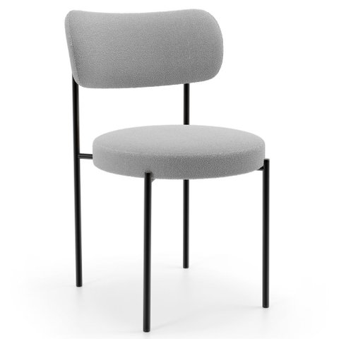 Cadeira Decorativa Estofada para Sala de Jantar Louise L02 Bouclê Cinza - Lyam Decor
