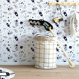Papel de Parede Baby Astronauta Azul e Branco - 2,50x0,50m - 2