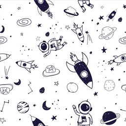 Papel de Parede Baby Astronauta Azul e Branco - 2,50x0,50m - 1
