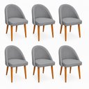 Ver imagem 2 de Kit 6 Cadeiras Lua Estofada Moderna Sala de Jantar Suede Cinza