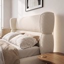 Ver mais imagens de Cama Box Base Queen com Cabeceira Mochi 158x198 Estofada Orgânica Japonesa Bouclê Creme - Desk Desig