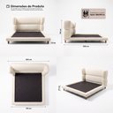 Ver imagem 4 de Cama Box Base Queen com Cabeceira Mochi 158x198 Estofada Orgânica Japonesa Bouclê Creme - Desk Desig