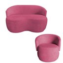 Ver imagem 2 de Kit Namoradeira + Poltrona Decorativa Beatriz Orgânica Veludo Rosa