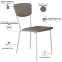 Ver imagem 4 de Cadeira Estofada para Sala de Jantar Village Branco C01 Courino Cinza - Lyam Decor