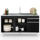 Ver imagem 3 de Balcão Gabinete com Pia Inox 150cm 3 Portas 1 Gaveta Dakota Preto - Lumil Lumil Móveis