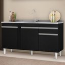 Ver imagem 2 de Balcão Gabinete com Pia Inox 150cm 3 Portas 1 Gaveta Dakota Preto - Lumil Lumil Móveis