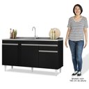 Ver imagem 5 de Balcão Gabinete com Pia Inox 150cm 3 Portas 1 Gaveta Dakota Preto - Lumil Lumil Móveis