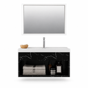 Ver imagem 1 de Kit Banheiro Gabinete Suspenso 0,63 m com Cuba e Espelheira:Preto