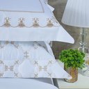 Ver imagem 2 de Jogo Cama Lençol Garland King Bordado 100% Algodão Acetinado 400 Fios 4 Peças - Branco