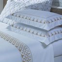 Ver imagem 1 de Jogo Cama Lençol Garland King Bordado 100% Algodão Acetinado 400 Fios 4 Peças - Branco