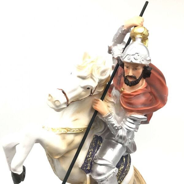 Imagem de São Jorge Cavalo Guerreiro e Dragão Grande Resina 40 cm - 4