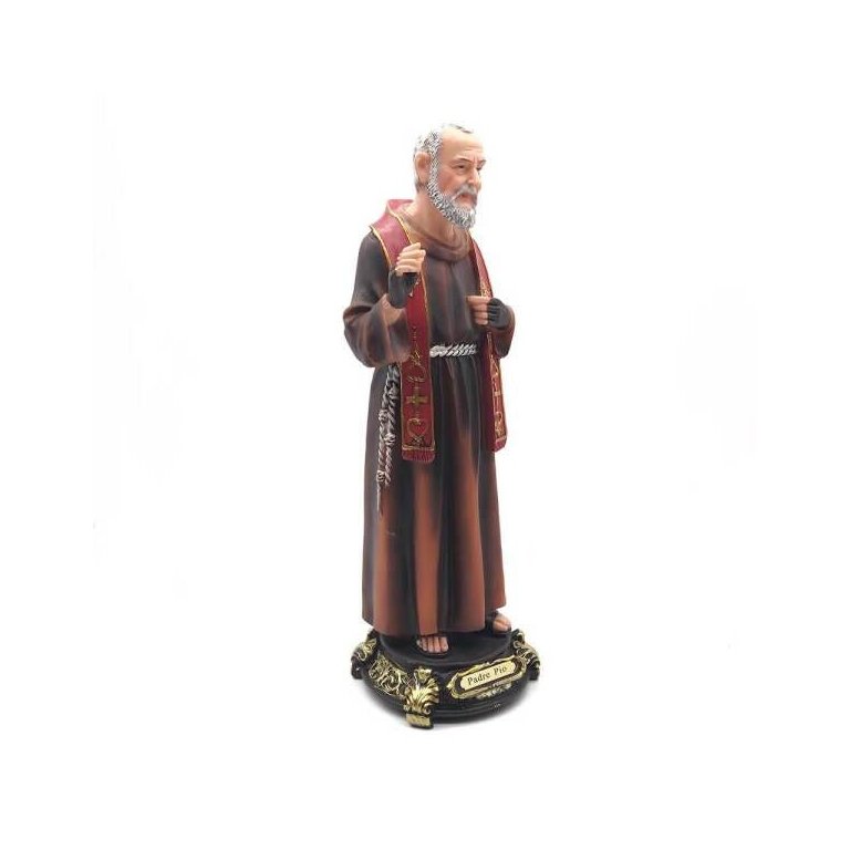 Imagem de São Padre Pio Com Luvas Grande Resina 32 cm