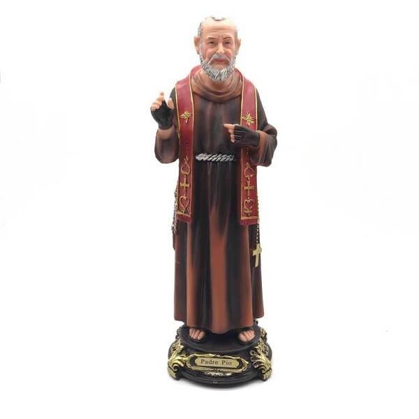 Imagem de São Padre Pio Com Luvas Grande Resina 32 cm - 2