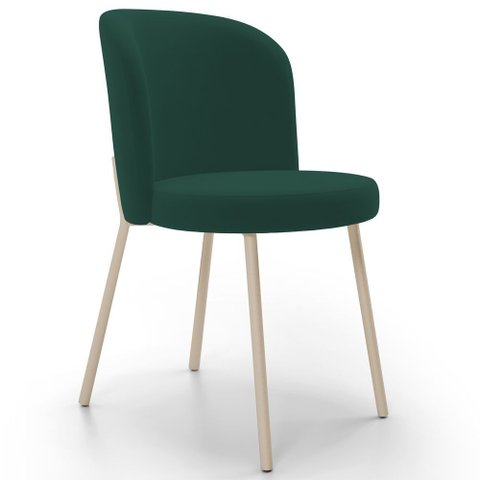 Cadeira para Sala de Jantar Cozinha Estofada Gavi Arena L02 Suede Verde Musgo - Lyam Decor