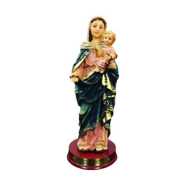 IMAGEM NOSSA SENHORA DO ROSARIO 20 CM ESCULTURA RESINA AUXILIO DOS CRISTÃOS - 1