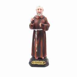 Imagem Padre Pio de Pietrelcina Com Luvas Resina 20 cm - 2