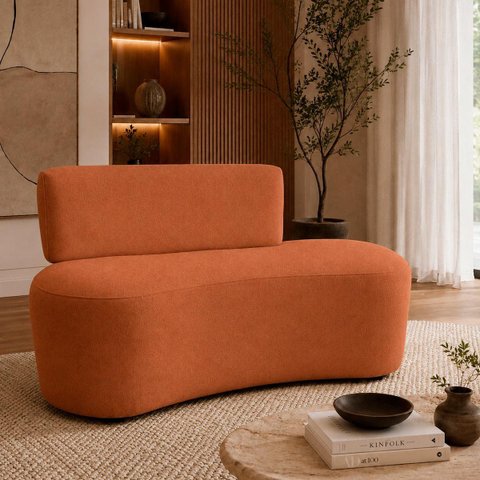 Sofá Decorativo Orgânico Curvo Sala de Estar Feijão 120cm - Paraná Metal:Terracota