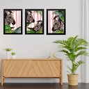 Ver imagem 1 de Kit 3 Quadros Zebras Listras Rosas 24x18cm:moldura Preta