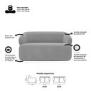 Ver imagem 5 de Kit 02 Poltronas Giratória e 01 Sofá Orgânico Glee 02 Lugares 140cm Bouclê Cinza - Desk Design