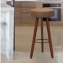 Ver imagem 2 de Banqueta Alta Estofada Dalia em Suede com Pés em Madeira - Cappuccino
