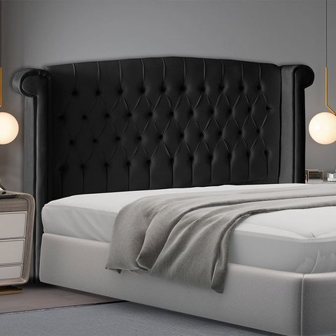 Cabeceira de Cama Box Toquio King 195 Cm Suede Preto do Lar Móveis e Decoração
