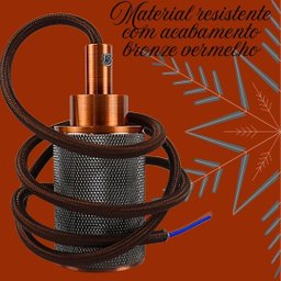 Pendente Luxo de Aluminio Bronze Vermelho Base E27 1m - 4